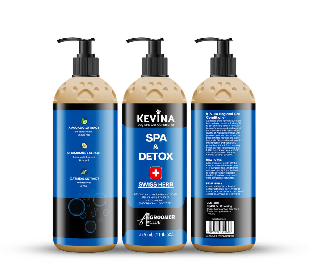 ครีมนวดขนสุนัขและแมว KEVINA สูตรสปา SWISS HERB ฟื้นฟูและบำรุงล้ำลึกจากภายใน ขนาด 325 ML.